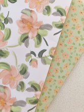 Load image into Gallery viewer, Wrapping Paper Pack - Mini Orange Bloom in Lime & Apricot Flowers