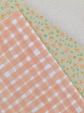 Load image into Gallery viewer, Wrapping Paper Pack - Mini Orange Bloom in Lime & Orange Gingham