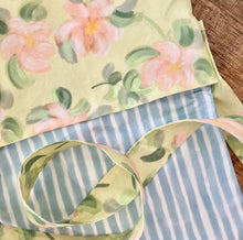 Load image into Gallery viewer, The Poppy Bag - Yellow &amp; Apricot Floral with Dusty Blue Stripe
