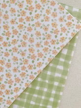 Load image into Gallery viewer, Wrapping Paper Pack - Mini Orange Bloom &amp; Lime Gingham
